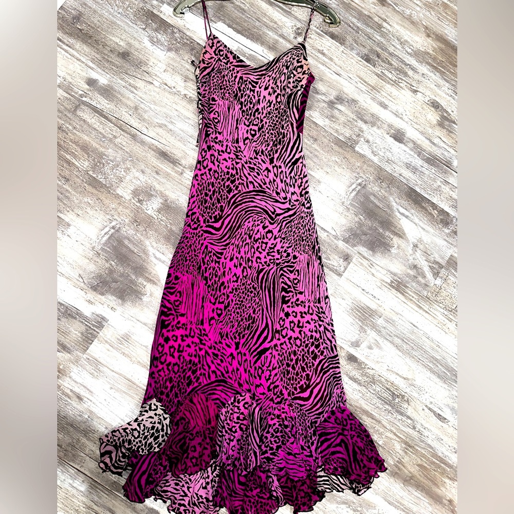 Betsey Johnson VINTAGE zebra silk chiffon dress - woman’s size Petite! 🦓💕💐